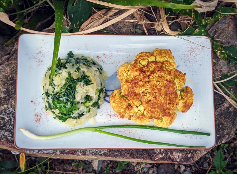 MISO ROASTED CAULIFLOWER WITH KOHLRABI-KALE MASH