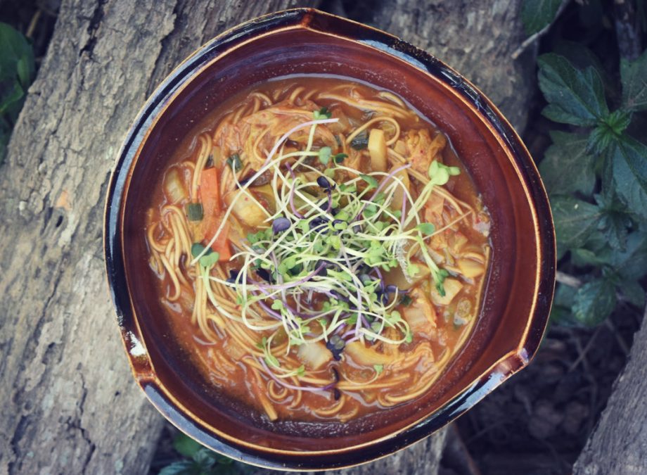 Miso Soba Noodle Soup With Homemade Kimchi