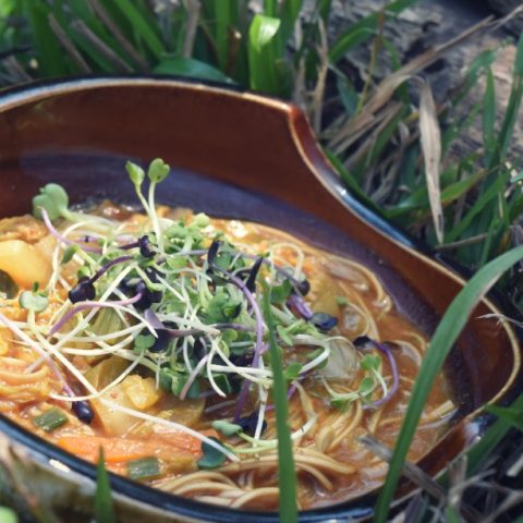 Miso Soba Noodle Soup With Homemade Kimchi