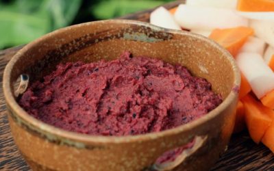 Red Beet Hummus with Black Sesame Seed Tahini
